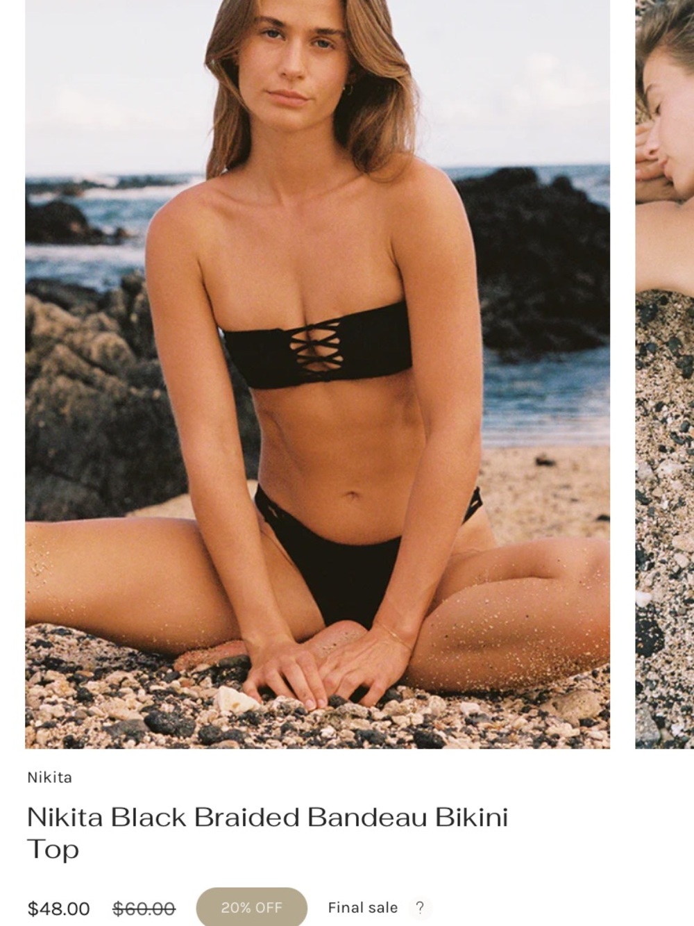 San Lorenzo Black Braided Bandeau Bikini